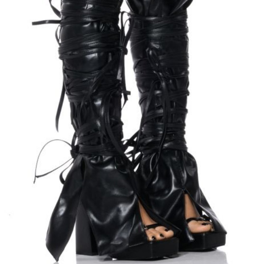 AZALEA WANG " READILY STRAPPED " 2 IN 1 STRAPPY SANDAL IN BLACK ( BRAND NEW !!!! - Picture 4 of 10